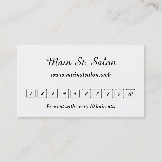 "Frequent Visitor" (10 Squares) Business Cards (Front)