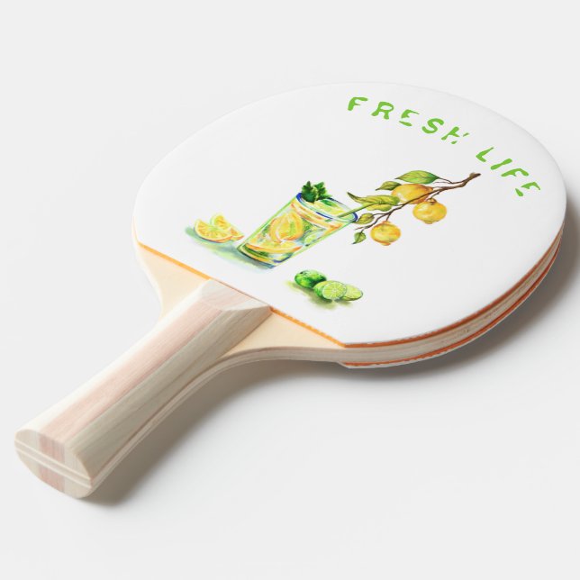 Fres Lemon Drink Ping Pong Paddle - Custom Text (Front Angle)