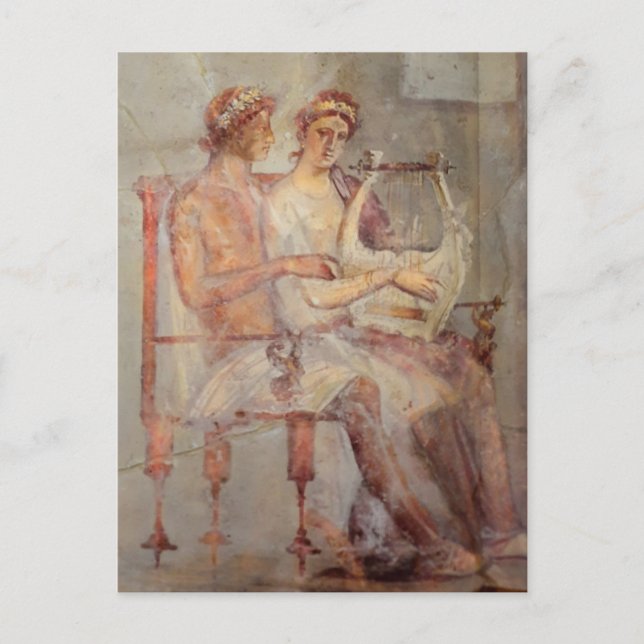 Fresco of a Music Lesson, Pompeii Postcard (Front)