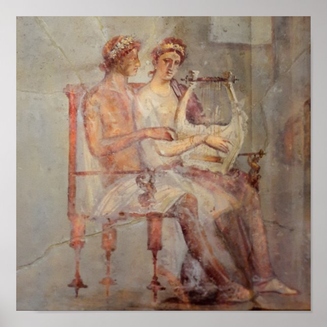 Fresco of a Music Lesson, Pompeii Poster (Front)