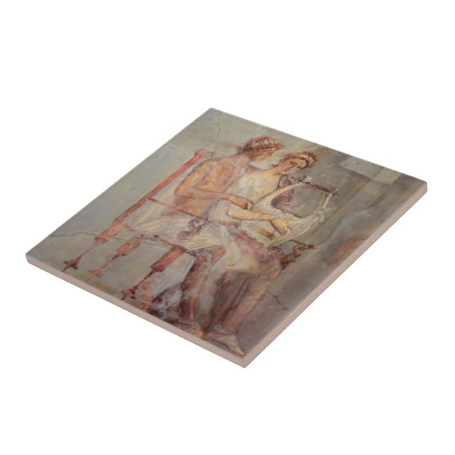 Fresco of a Music Lesson, Pompeii Tile (Side)
