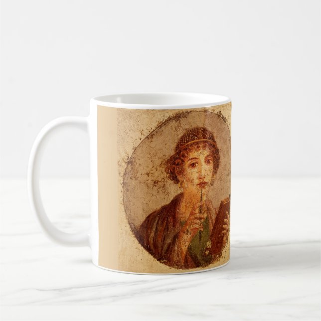 Fresco of Sappho in Pompeii Coffee Mug (Left)