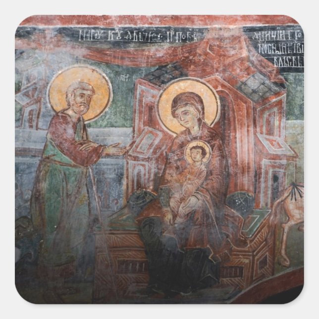 Frescoes from the 14th Century Serbian Church, 2 Square Sticker (Front)