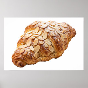 Fresh Almond Croissant French Pastry Poster