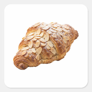 Fresh Almond Croissant French Pastry Square Sticker