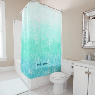 Fresh and clean, light aqua green water shower curtain
