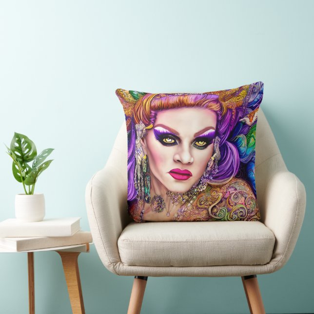 Fresh and Colourful Drag Queen Artwork Design Cushion (Chair)