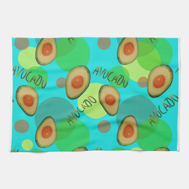 Fresh and fun avocado pattern tea towel (Horizontal)