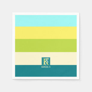 Fresh and Happy Colourful Stripes Monogram Napkin