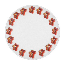 Fresh Apples and Tomatoes Round Glass Cutting Boar