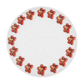 Fresh Apples and Tomatoes Round Glass Cutting Boar Board