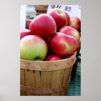 Fresh Apples in Basket at Farmers Market