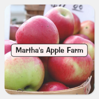 Fresh Apples in Basket at Farmers Market Square Sticker
