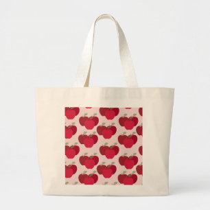 Fresh Apples' Playful Fruit Pattern Large Tote Bag