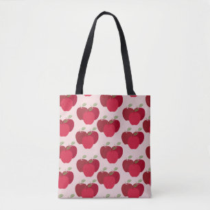 Fresh Apples' Playful Fruit Pattern Tote Bag