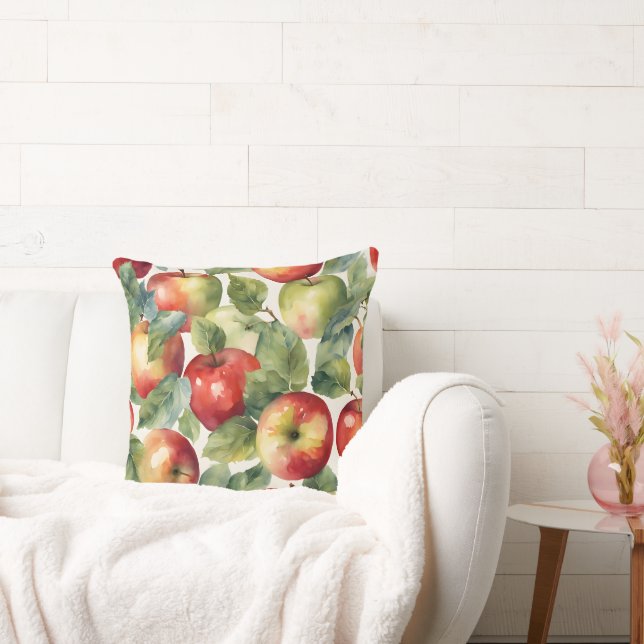 Fresh apples watercolor design cushion (Couch)