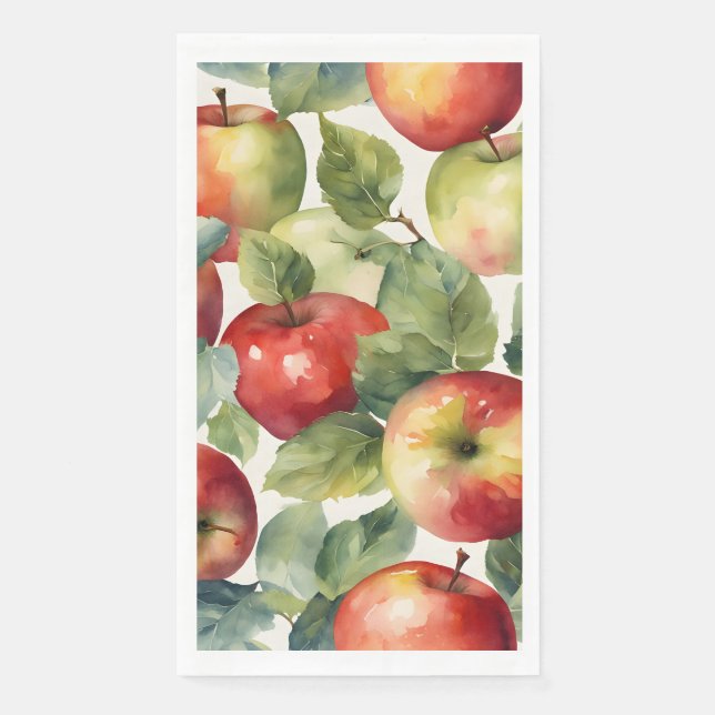 Fresh apples watercolor design napkin (Front)