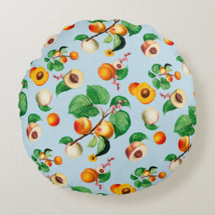 Fresh Apricot & Peach Orchard Pattern Round Cushion