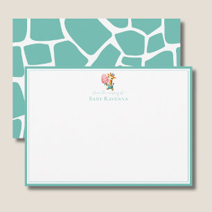 Fresh Aqua Mint Giraffe Skin New Baby Nursery Card
