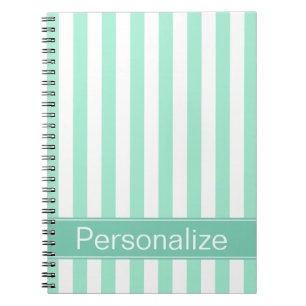 Fresh Aqua Stripes Personalised Spiral Notebook