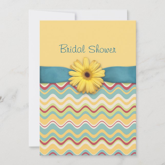 Fresh as a Daisy Bridal Shower Custom Chevron Invitation (Front)