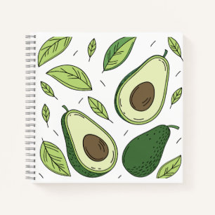 Fresh Avocado with Green Leaves – Notebook Cover