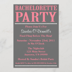 Fresh Bachelorette Party Invitations (Pink / Grey)