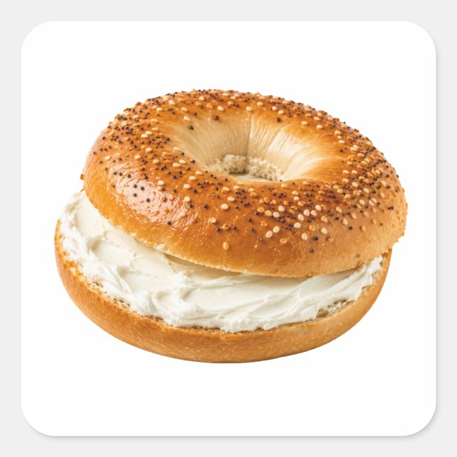 Fresh Bagel With Cream Cheese Art Square Sticker (Front)
