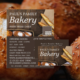 Fresh Baguette, Rustic Bakers, Bakery Store Business Card