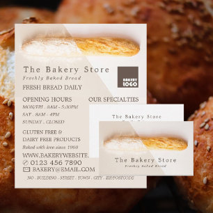 Fresh Baguette, Trendy Bakery Business Card