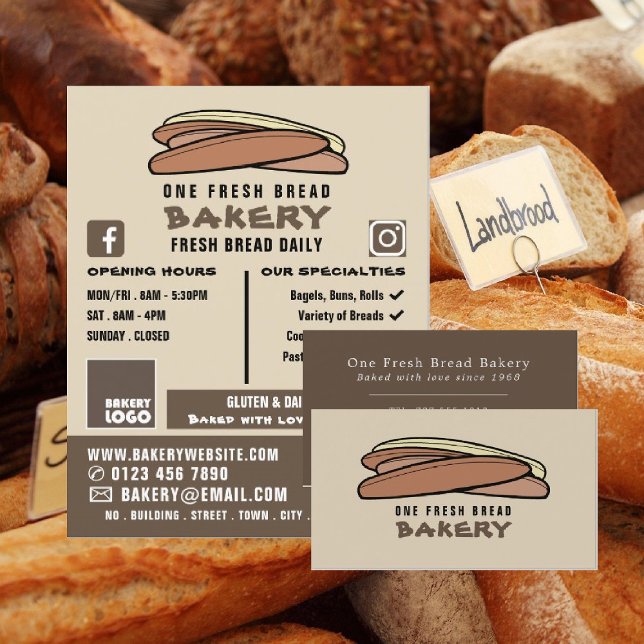 Fresh Baguettes, Bakers, Bakery Store Advert Flyer (Creator Uploaded)
