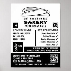 Fresh Baguettes, Bakers, Bakery Store Advert Poster