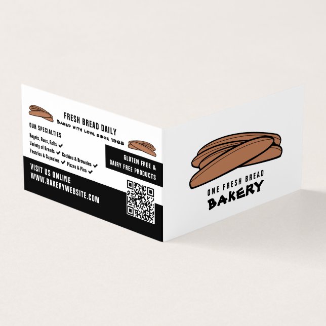 Fresh Baguettes, Bakers, Bakery Store Detailed Business Card (Outside)