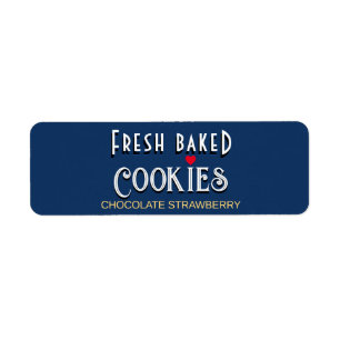 FRESH BAKED COOKIES with cookie name and heart