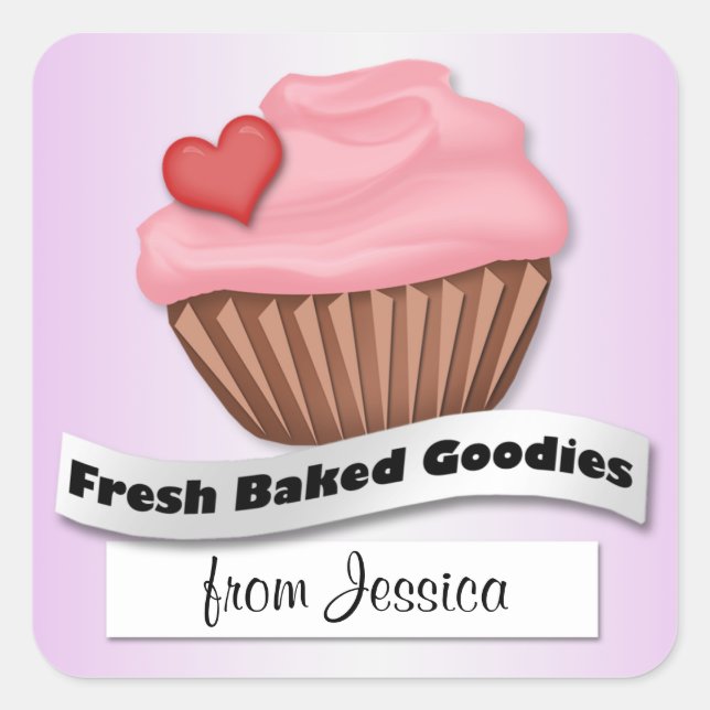 Fresh Baked Goodies Pink & Purple Cupcake Stickers (Front)