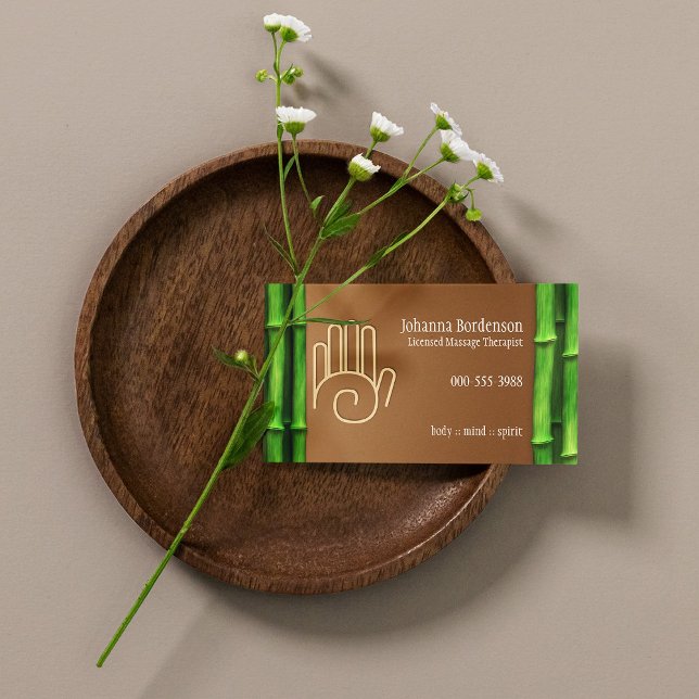 Fresh Bamboo Massage Therapy Horizontal Alternate Business Card (Fresh Bamboo Massage Therapy Horizontal Alternate Business Card)