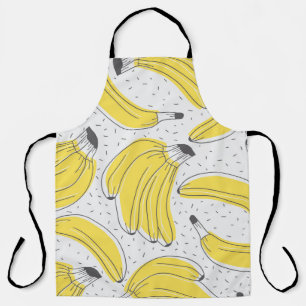 Fresh bananas hand drawn background. Doodle wallpa Apron