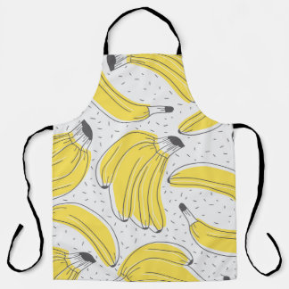 Fresh bananas hand drawn background. Doodle wallpa Apron