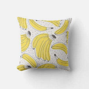 Fresh bananas hand drawn background. Doodle wallpa Cushion