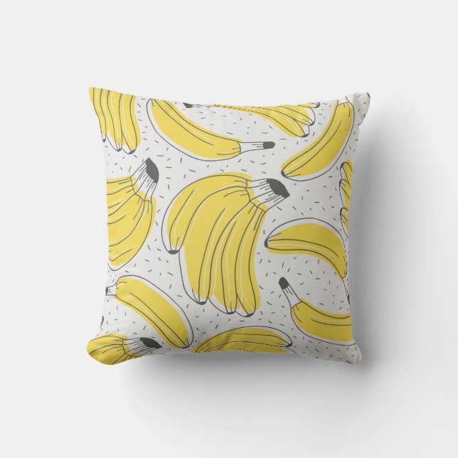 Fresh bananas hand drawn background. Doodle wallpa Cushion (Front)