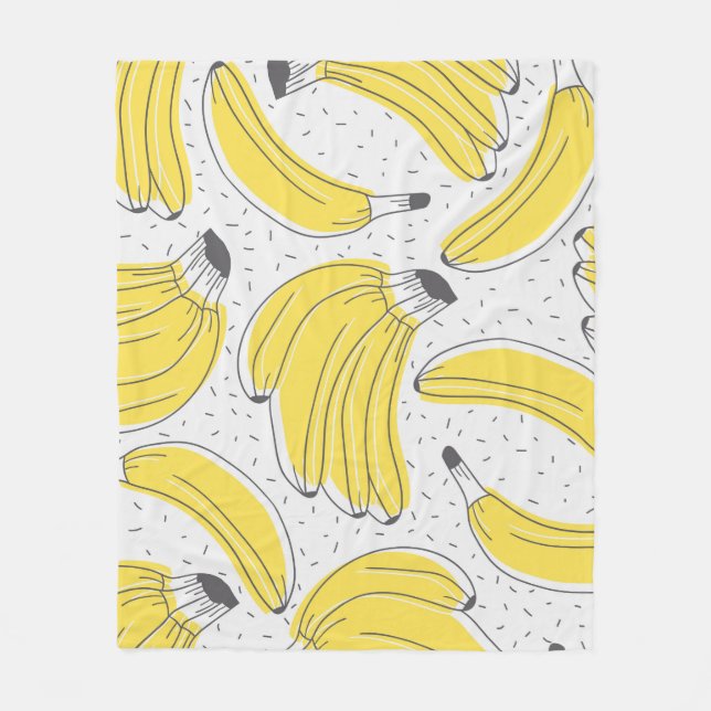 Fresh bananas hand drawn background. Doodle wallpa Fleece Blanket (Front)