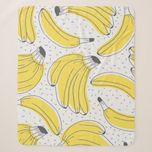 Fresh bananas hand drawn background. Doodle wallpa Sherpa Blanket