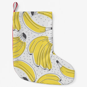 Fresh bananas hand drawn background. Doodle wallpa Small Christmas Stocking