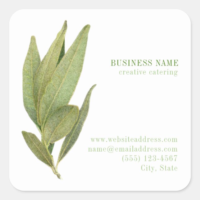 FRESH BAY LEAVES Biz ID Small Square Stickers (Front)