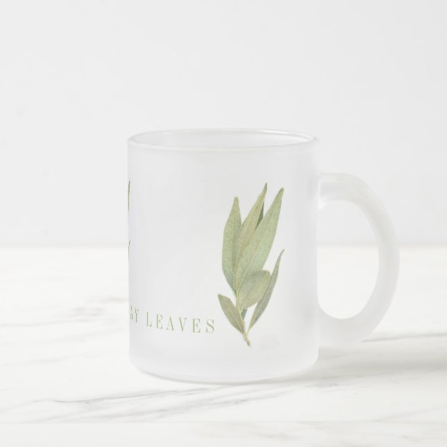 FRESH BAY LEAVES Frosted Glass Mug (Right)