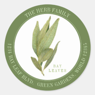 FRESH BAY LEAVES Large Round Address Seals - Green