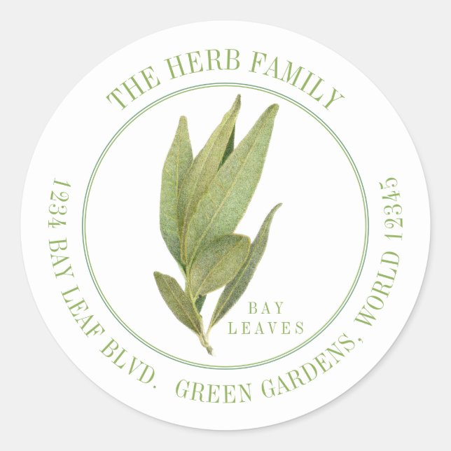 FRESH BAY LEAVES Small Round Address Seals (Front)