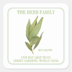 FRESH BAY LEAVES Small Square Address Seals