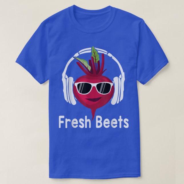 Fresh Beets  Funny Cool Beetroot Headphone Music B T-Shirt (Design Front)