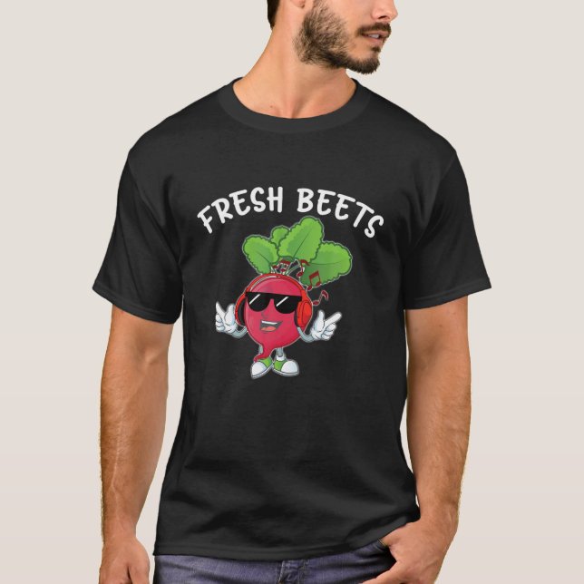 Fresh-Beets - Funny 'Cool Beetroot Headphone Music T-Shirt (Front)